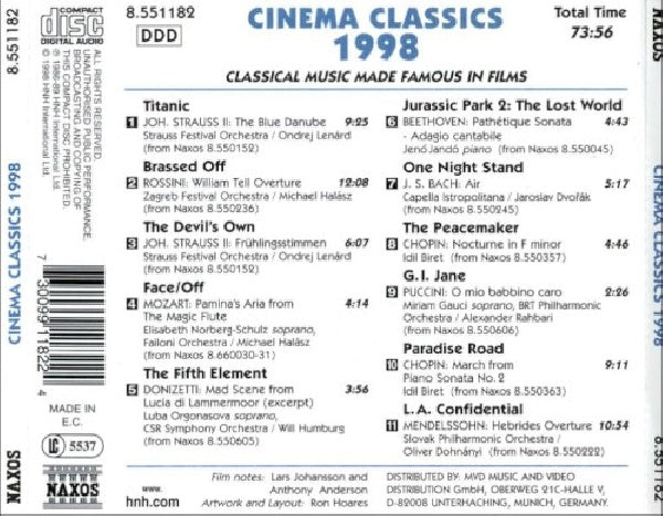 V/A (Various Artists) - Cinema classics 1998 (CD) - Velvet Music