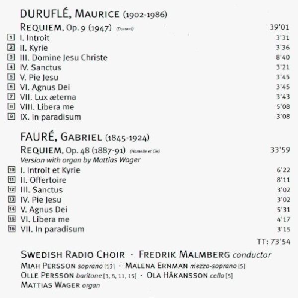 Durufle/faure - Requiem op.9/requiem op.4 (CD) - Velvet Music