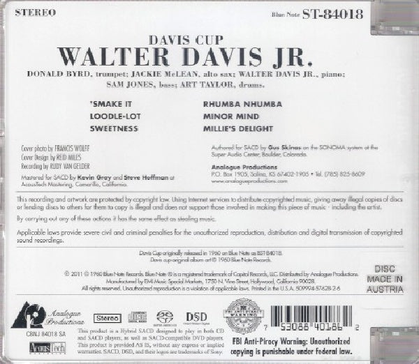 Walter Davis -jr.- - Davis cup (CD) - Velvet Music