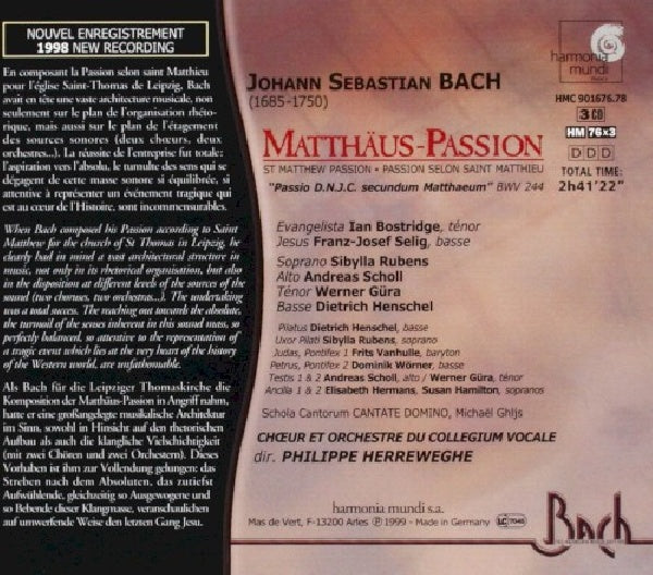 Collegium Vocale Gent - Matthaus passion (CD) - Velvet Music