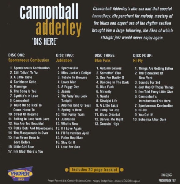 Nat Adderley Cannonball Adderley - Dis here (CD) - Velvet Music