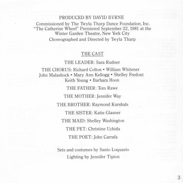 David Byrne - The Complete Score From The Broadway Production Of "The Catherine Wheel" (Choreographed By Twyla Tha (tweedehands CD) - Velvet Music