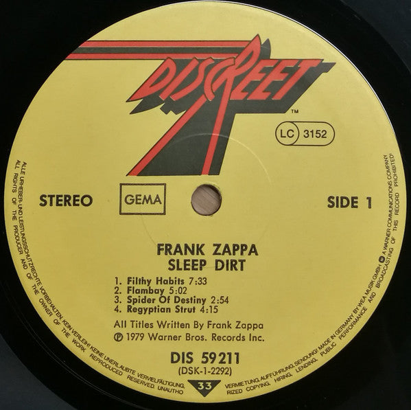 Frank Zappa - Sleep Dirt (used LP) | Velvet Music