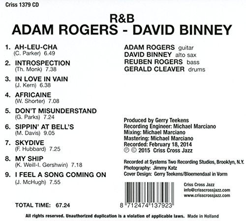 Adam Rogers (2), David Binney - R&B (tweedehands CD) - Velvet Music