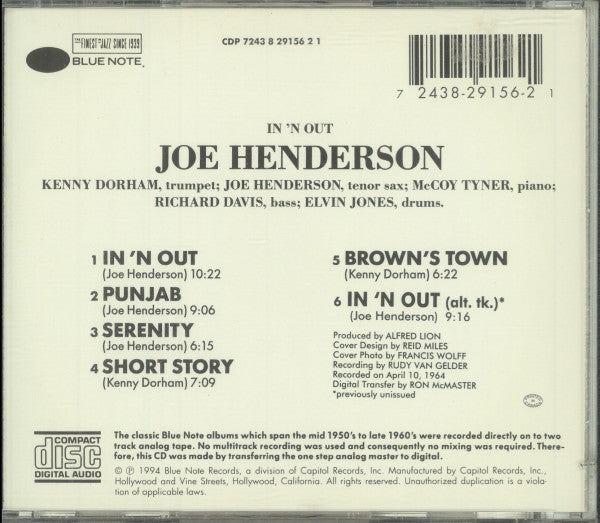 Joe Henderson - In 'N Out (tweedehands CD) - Velvet Music