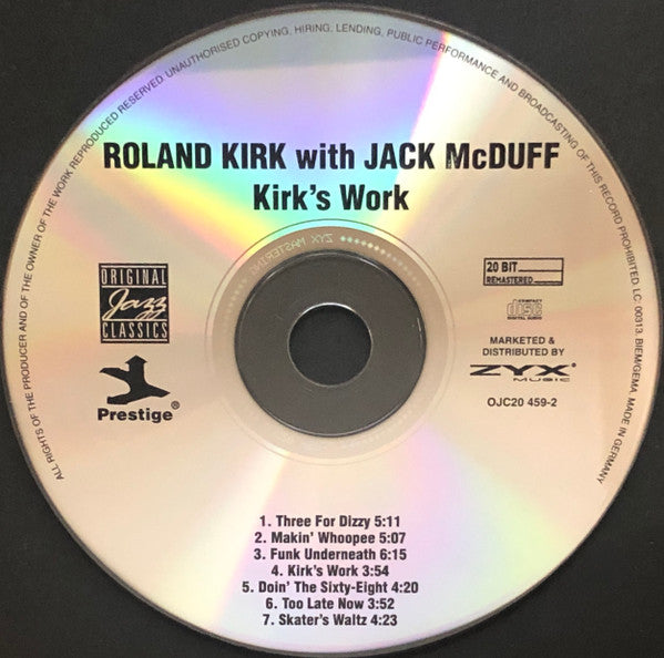 Roland Kirk With Brother Jack McDuff - Kirk's Work (tweedehands CD) - Velvet Music