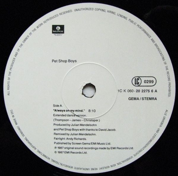 Pet Shop Boys - Always On My Mind (tweedehands LP) - Velvet Music