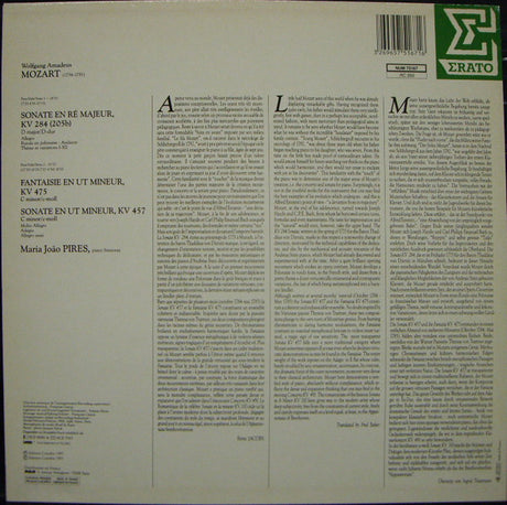 Wolfgang Amadeus Mozart - Maria-João Pires - Sonate KV 284, Fantaisie KV 475, Sonate KV 457 (tweedehands LP)