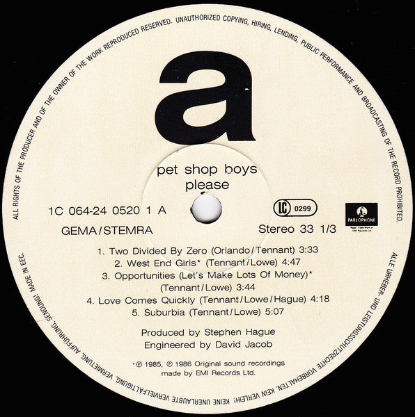 Pet Shop Boys - Please (tweedehands LP) - Velvet Music