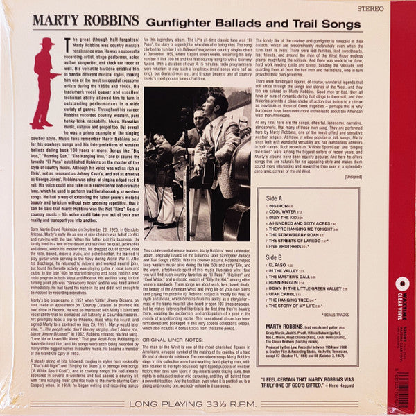 Marty Robbins - Gunfighter Ballads And Trail Songs (LP) - Velvet Music