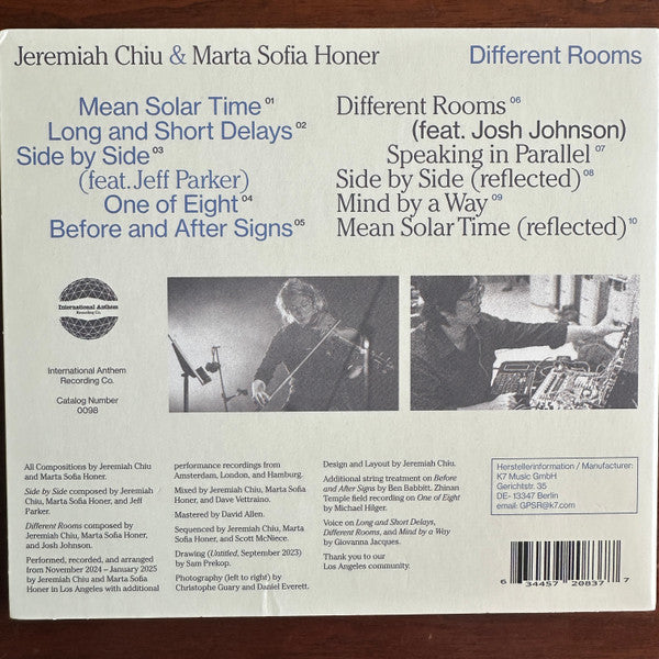Jeremiah Chiu & Marta Sofia Honer - Different Rooms (CD)