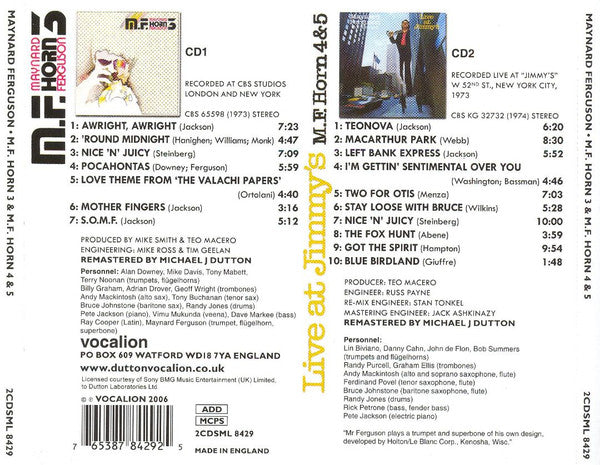 Maynard Ferguson - M.F. Horn 3 & M.F. Horn 4 & 5 (tweedehands CD) - Velvet Music