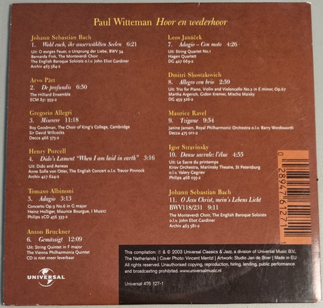 Paul Witteman - Hoor En Wederhoor (De Klassieke Keuze Van Paul Witteman) (tweedehands CD)