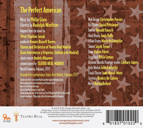 Philip Glass / Rudolph Wurlitzer, Peter Stephan Jungk, Dennis Russell Davies, Orquesta Sinfónica De Madrid - The Perfect American (CD) - Velvet Music