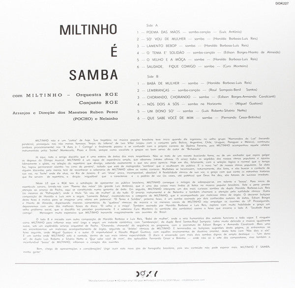 Miltinho - Miltinho É Samba (cd + lp) - Velvet Music