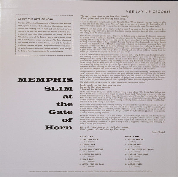 Memphis Slim - Memphis Slim At The Gate Of Horn (LP) - Velvet Music