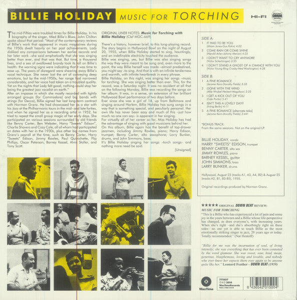 Billie Holiday - Music For Torching With Billie Holiday (LP) - Velvet Music
