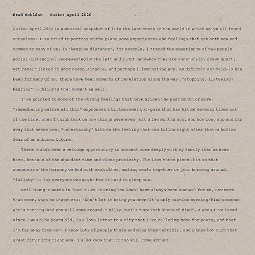 Brad Mehldau - Suite: april 2020 (CD)