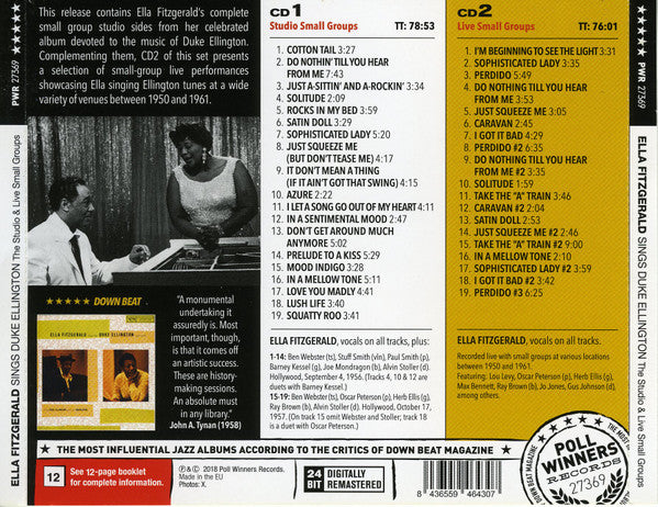 Ella Fitzgerald - Ella Fitzgerald Sings Duke Ellington - The Studio & Live Small Groups (CD) - Velvet Music