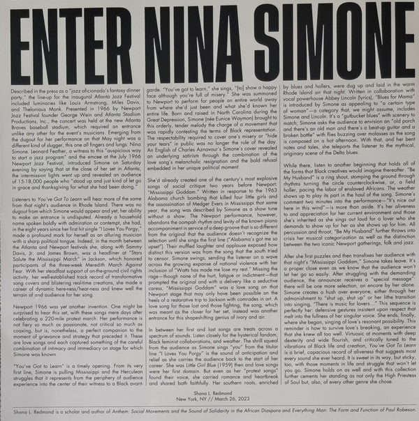 Nina Simone - You've got to learn (LP) - Velvet Music