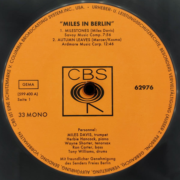 Miles Davis - Miles in berlin (LP) - Velvet Music