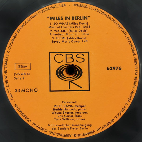 Miles Davis - Miles in berlin (LP) - Velvet Music