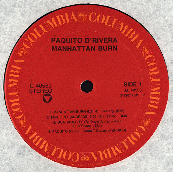 Paquito D'Rivera - Manhattan Burn (second hand LP)