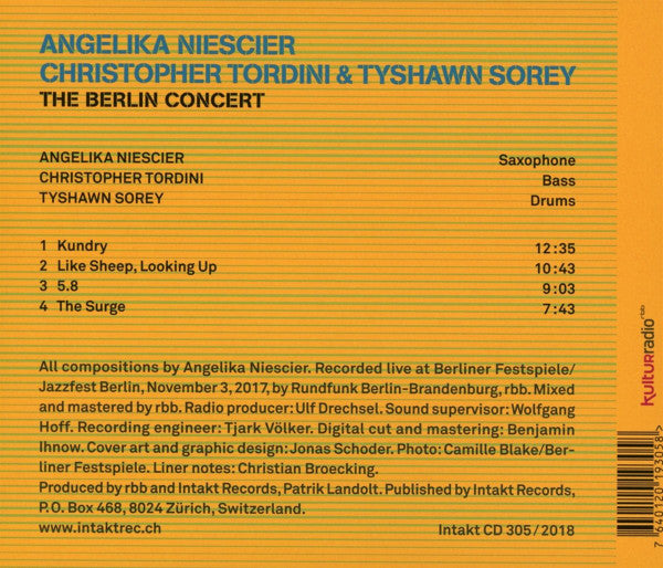 Angelika Niescier, Christopher Tordini, Tyshawn Sorey - The Berlin Concert (second-hand CD)