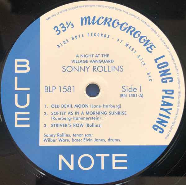 Sonny Rollins - A Night At The Village Vanguard (LP) - Velvet Music