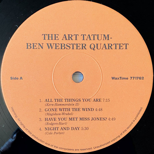Art Tatum - Ben Webster Quartet, The - The Art Tatum - Ben Webster Quartet (LP) - Velvet Music
