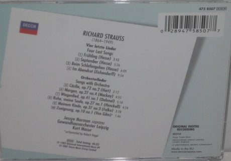 Richard Strauss - Jessye Norman, Gewandhausorchester Leipzig, Kurt Masur - Vier Letzte Lieder - 6 Orchesterlieder (CD)