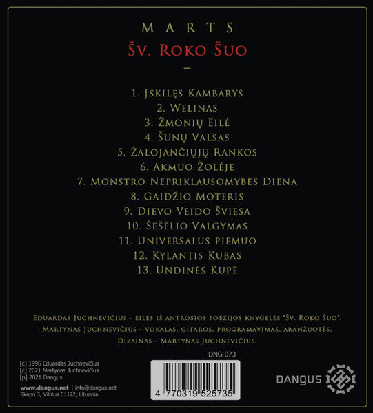 Martynas Juchnevičius - Šv. Roko Šuo (CD d'occasion)