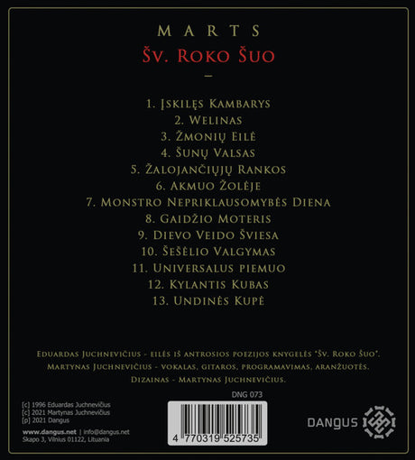 Martynas Juchnevičius - Šv. Roko Šuo (CD d'occasion)