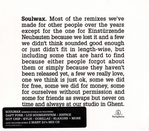 Soulwax - Most Of The Remixes We've Made For Other People Over The Years Except For The One For Einstürzende N (tweedehands CD) - Velvet Music