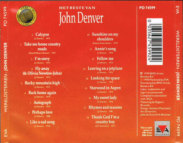 John Denver - Het Beste Van (tweedehands CD) - Velvet Music