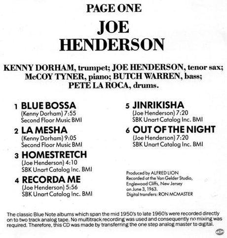 Joe Henderson - Page One (tweedehands CD) - Velvet Music