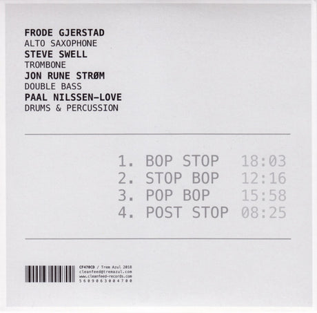 Frode Gjerstad Trio + Steve Swell - Bop Stop (tweedehands CD) - Velvet Music