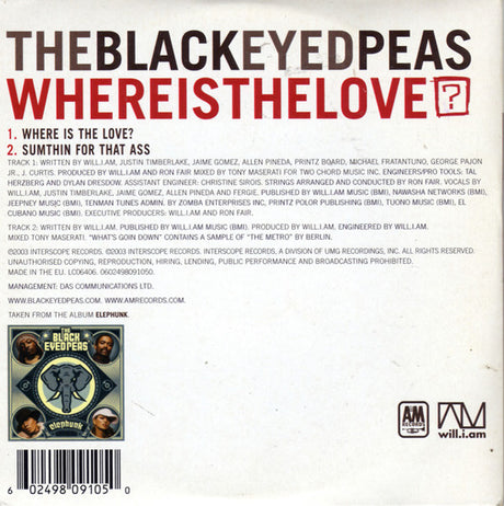 Black Eyed Peas - Where Is The Love? (tweedehands CD) - Velvet Music