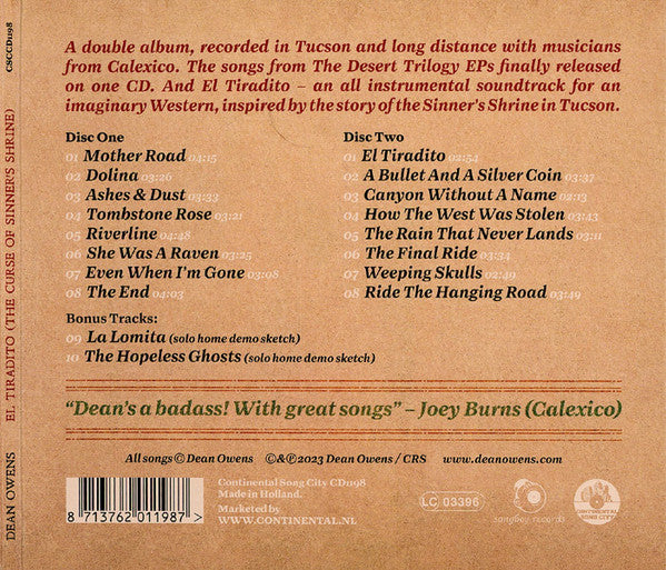 Dean Owens - El Tiradito: The Curse Of Sinner's Shrine (CD) - Velvet Music