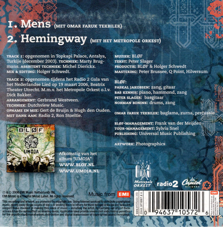 Bløf & Omar Faruk Tekbilek - Mens (CD) - Velvet Music
