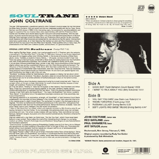John Coltrane - Soultrane (LP) - Velvet Music