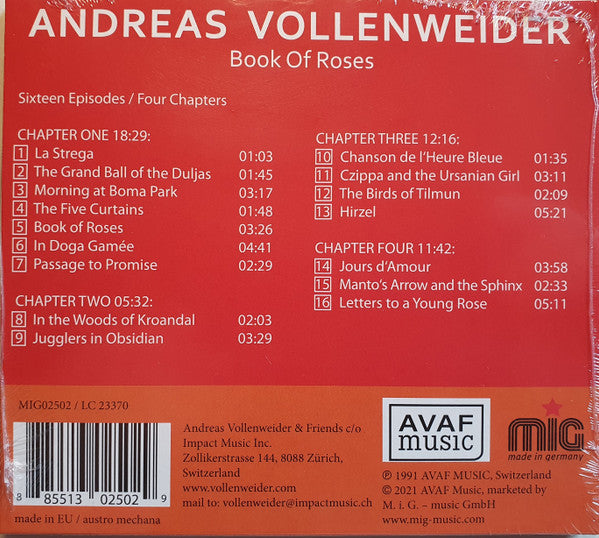 Andreas Vollenweider - Book Of Roses (CD) - Velvet Music