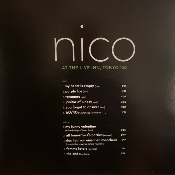 Nico- At the Live Inn, Tokyo '86 (LP)