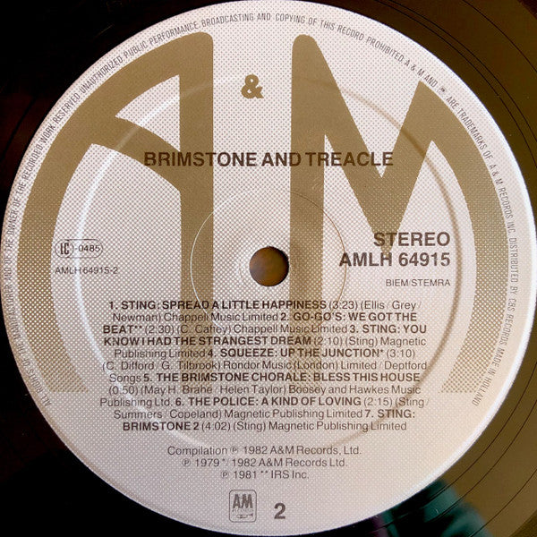 Various Featuring Police, The, Sting, Go-Go's & Squeeze (2) - Brimstone & Treacle (Original Soundtrack Album) (tweedehands LP) - Velvet Music