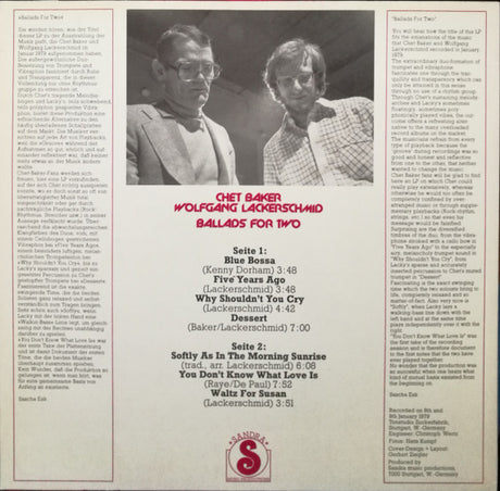 Chet Baker / Wolfgang Lackerschmid - Ballads For Two (second hand LP)