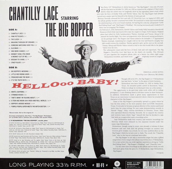 Big Bopper - Chantilly Lace Starring The Big Bopper - Hellooo Baby! (LP) - Velvet Music
