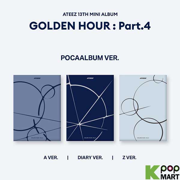 Ateez - Golden hour: part.4 (PACKAGE : QR CARD + ENVELOPE 1EA + PHOTO STAND 1EA + IMAGE CARD 1EA + STICKER 2EA + PHOTO CARD 2EA + USER GUIDE 1EA  COVER : A / DIARY / Z accessoires) - Velvet Music