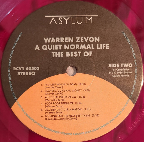 Warren Zevon - A Quiet Normal Life: The Best Of Warren Zevon (LP) - Velvet Music