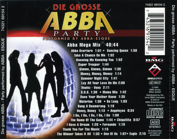 ABBA-Esque - Die Grosse ABBA Party (CD) - Velvet Music