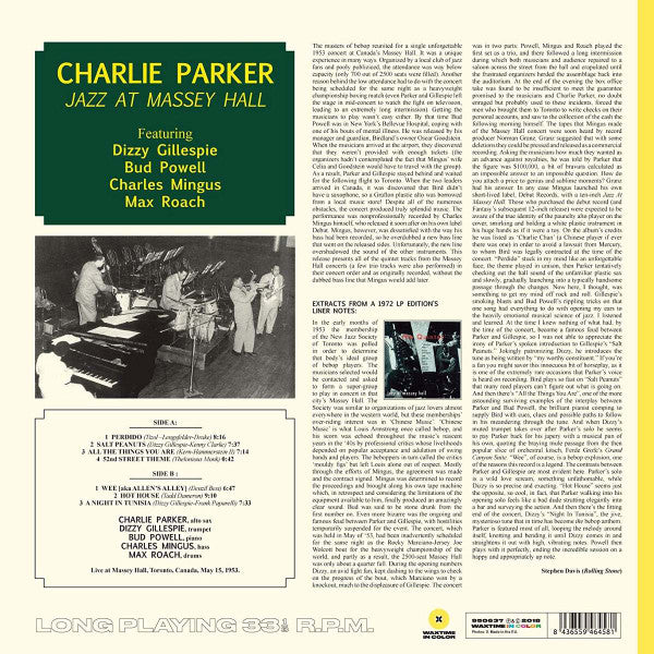 Charlie Parker Featuring Dizzy Gillespie, Bud Powell, Charles Mingus, Max Roach - Jazz At Massey Hall (LP) - Velvet Music